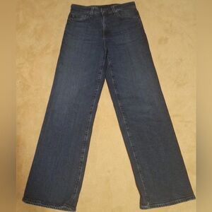 AG Adriano Goldschmied Kora High-Rise Wide Leg Jeans in Dark Blue Size 27